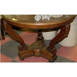 ANTIQUE GERMAN 3 LEGGED VERY ORNATE WOODEN ROUND