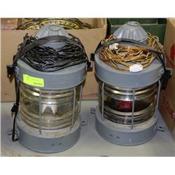 PAIR OF ESTATE VINTAGE HANGING METAL LAMPS