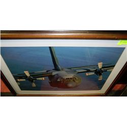 LARGE WOOD FRAMED AVIATION IN-FLIGHT NOSE-ON MILLI