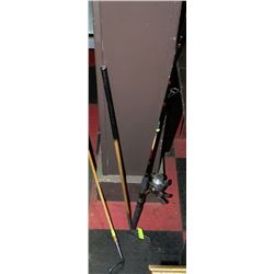 2 VINTAGE GOLF CLUBS SOLD WITH FISHING ROD AND