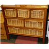 Image 1 : WALNUT STORAGE CABINET WITH WICKER BASKETS