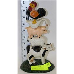 VINTAGE CAST IRON DOOR STOP OF FARM ANIMALS1 11" H