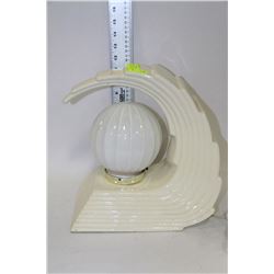 MID CENTURY CERAMIC ART DECO WAVE TABLE LAMP WITH