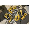Image 1 : BOX OF DEWALT  DRILLS/JIGSAW AND ANGLE