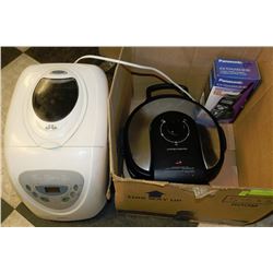 BOX WITH HAMILTON BEACH GRILL,BREADMAKER AND PHONE