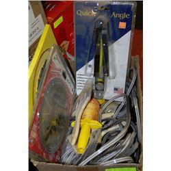 BOX WITH SAW BLADES AND DOOR TRIM & MORE