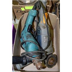 BOX OF TOOLS INCLUDING MASTERCRAFT GRINDER AND