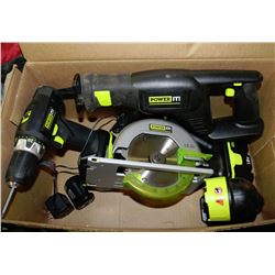 BOX WITH 4PC 18V POWERIT TOOL WITH DRILL,SKILSAW,