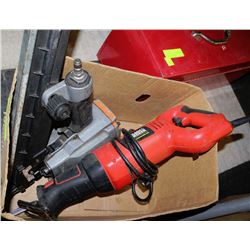 BOX OF TOOLS INCLUDING A BLACK AND DECKER AIR