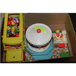 FISHER PRICE MERRY GO ROUND,SCHOOL BUS AND PEOPLE