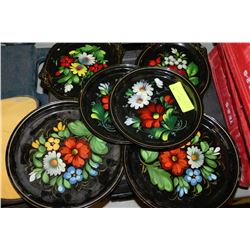 LOT OF 6 ENAMEL MADE IN USSR HANDPAINTED PLATES