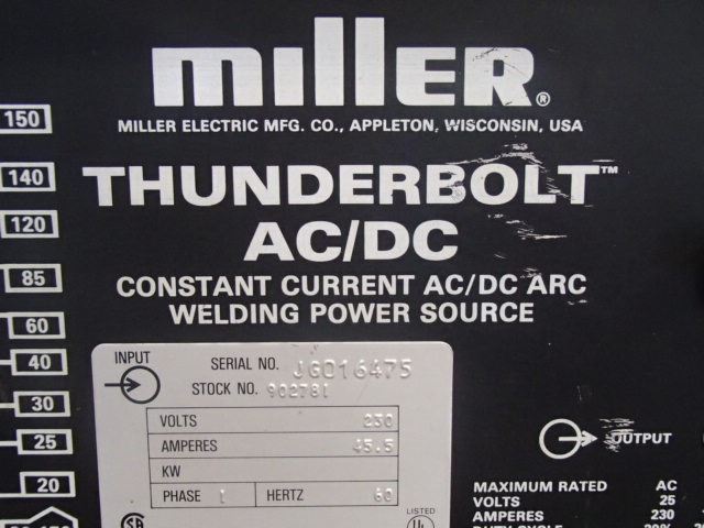Miller Thunderbolt AC/DC Arc Welding Power Source - BTM Industrial