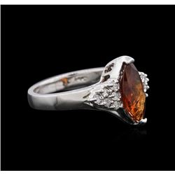 14KT White Gold 1.78ct Garnet and Diamond Ring