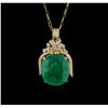 Image 1 : 14KT Yellow Gold GIA Certified 50.88ct Emerald and Diamond Pendant With Chain