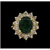 Image 3 : 14KT Yellow Gold 2.59ct Emerald and Diamond Ring