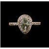 Image 2 : 14KT Rose Gold 1.19ctw Fancy Green Diamond Ring