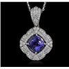 Image 2 : 14KT White Gold 2.31ct Tanzanite and Diamond Pendant With Chain