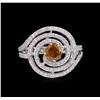 Image 3 : 14KT White Gold GIA Certified Fancy Orange 1.32ctw Diamond Ring