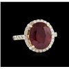 Image 1 : 6.61ct Ruby and Diamond Ring - 14KT Yellow Gold