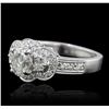 Image 1 : 18KT White Gold 1.48ctw Oval Cut Diamond Ring