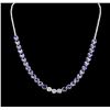 Image 1 : 14KT White Gold 12.74ctw Tanzanite and Diamond Necklace