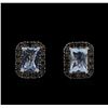 Image 1 : 1.90ct Aquamarine and Diamond Earrings - 14KT White Gold
