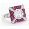 Image 1 : 1.75ctw Diamond and Ruby Ring - 18KT White Gold