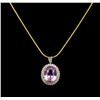 Image 1 : 14KT Yellow Gold GIA Certified 59.31ct Kunzite and Diamond Pendant With Chain