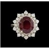 Image 1 : 9.31ct Ruby and Diamond Ring - 14KKT Yellow Gold