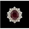 Image 2 : 9.31ct Ruby and Diamond Ring - 14KKT Yellow Gold