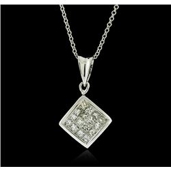 14KT White Gold 0.50ctw Diamond Pendant With Chain