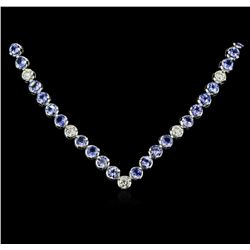 14KT White Gold 11.52ctw Tanzanite and Diamond Necklace