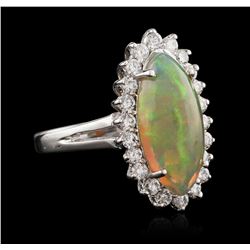 14KT White Gold 2.61ct Opal and Diamond Ring