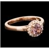 Image 1 : 14KT Rose Gold 0.82ct Tourmaline and Diamond Ring