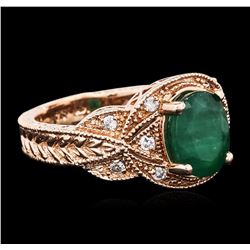 14KT Rose Gold 2.08ct Emerald and Diamond Ring