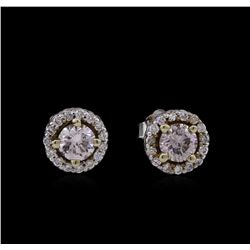 0.99ctw Light Pink Diamond Earrings - 14KT Two-Tone Gold