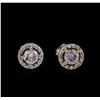 Image 1 : 0.99ctw Light Pink Diamond Earrings - 14KT Two-Tone Gold