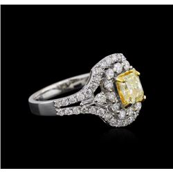18KT Two-Tone Gold GIA Certified 2.07ctw Fancy Yellow Diamond Ring