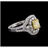Image 1 : 18KT Two-Tone Gold GIA Certified 2.07ctw Fancy Yellow Diamond Ring