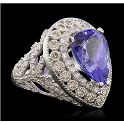 14KT White Gold 9.78ct Tanzanite and Diamond Ring