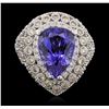 Image 2 : 14KT White Gold 9.78ct Tanzanite and Diamond Ring