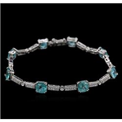 7.20ctw Apatite and Diamond Bracelet - 14KT White Gold