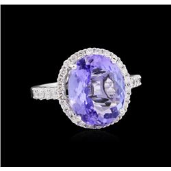 5.60ct Tanzanite and Diamond Ring - 14KT White Gold