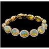 Image 1 : 19.06ctw Opal and Diamond Bracelet - 14KT Yellow Gold