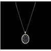 Image 2 : 14KT White Gold 15.12ctw Sapphire and Diamond Pendant With Chain