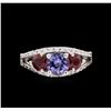 Image 2 : 1.27ctw Ruby, Tanzanite, and Diamond Ring - 14KT White Gold