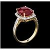 Image 3 : 6.04ct Ruby and Diamond Ring - 14KT Yellow Gold