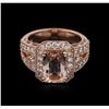 Image 2 : 14KT Rose Gold 2.20ct Morganite and Diamond Ring
