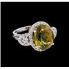 Image 1 : GIA Cert 10.91ct Alexandrite and Diamond Ring - 18KT White Gold