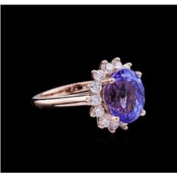 5.75ct Tanzanite and Diamond Ring - 14KT Rose Gold